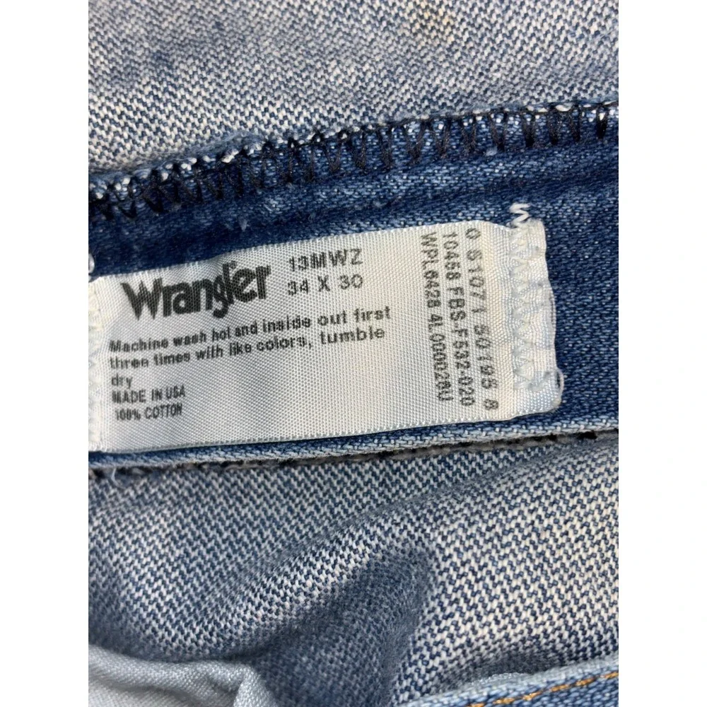 Wrangler 13MWZ Cowboy Cut Jeans Mens 34x30 Blue Denim Medium Wash Straight Leg - Picture 8 of 13